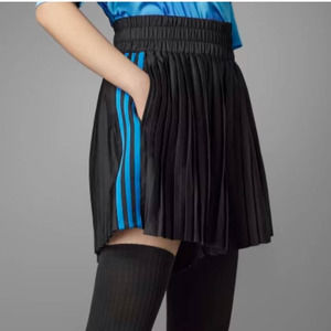 ADIDAS Blue Version Pleated Striped Shorts Black Womens Sz M ❤️